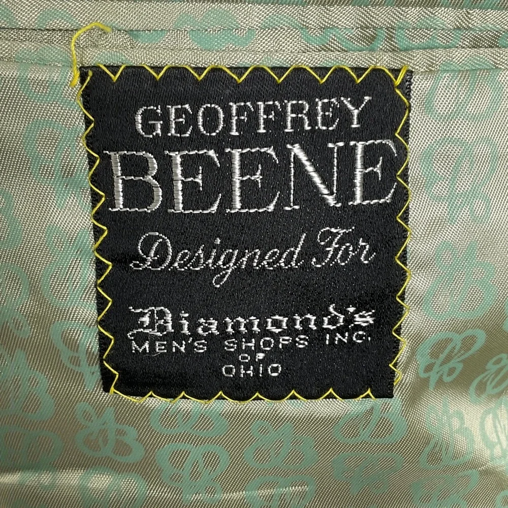 Geoffrey Beene Blazer Men 40 Green‎ Windowpane Plaid Two Button Tweed Wool VTG